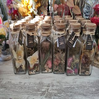 1 Botella de cristal de decoración con flor seca