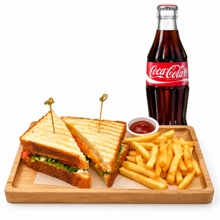 Клаб сэндвич с курицей + Coca cola 250 ml glass