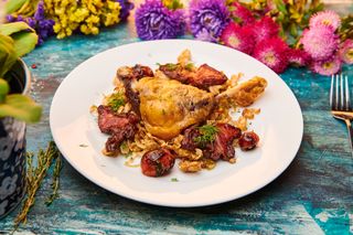 Pulpa de rata cu piure de cartofi cu trufe si sos de fructe de pădure