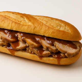 Bocadillo Jamón Asado Con Salsa