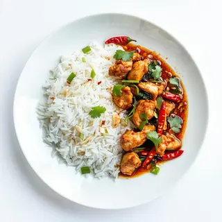 Chicken 65 con riso basmati