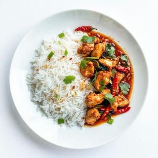 Chicken 65 con riso basmati