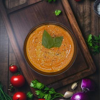 Supă cremă de Ardei copt și Telemea de capră