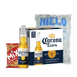 Pack Sabor Refrescante 12 Corona Tercio 33cl + Frutos Secos + Hielo