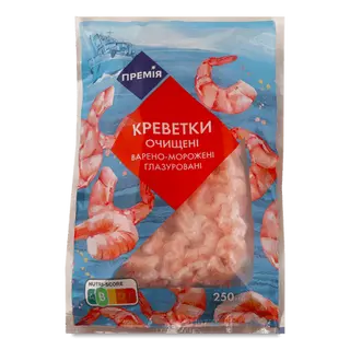 Креветки «Премія» очищені варено-морожені (250г)