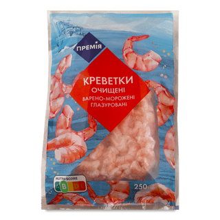Креветки «Премія» очищені варено-морожені (250г)