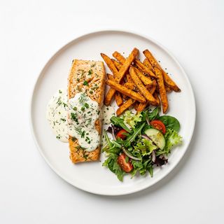 Łosoś z pieca w sosie śmietanowo-ziołowym 200g