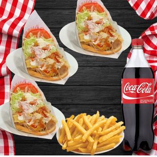 3 Kebab + Refresco 1.5 Litros Patatas Grandes