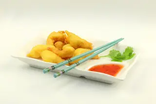 77. Gambas fritas con salsa Agridulce