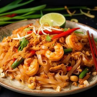 Padthai al wok con gambas