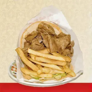 Bocadillo De Kebab Con Patatas