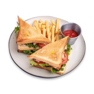 Комбо клаб-сэндвич с лососем горячего копчения