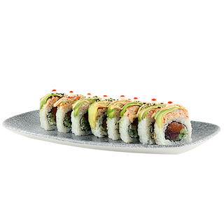 Dragon Roll z Krewetką, Tuńczykiem i Łososiem