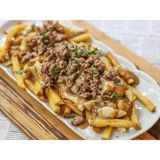 Large plate of Mince meat fries with thick gravy