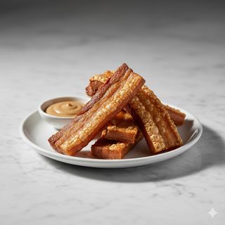 Ración De Torreznos Con Patatas Paja