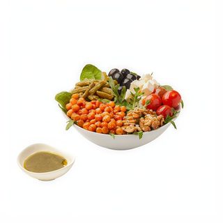 Ensalada de garbanzos con salsa de limón y orégano