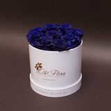 9 trandafiri criogenați albaștri în cutie de lux mică albă