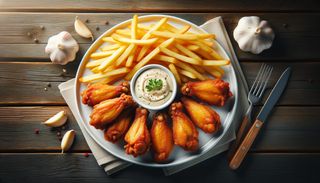 Meniu 6 aripioare pane cu cartofi si sos de usturoi