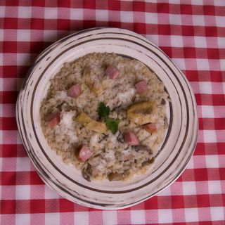 Risotto con Salsiccia, Setas y Tomate Seco