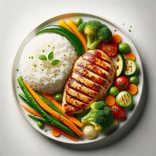 Kurczak grillowany, ryż, warzywa