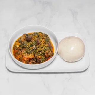 Edikaikong soup and eba/semo/fufu