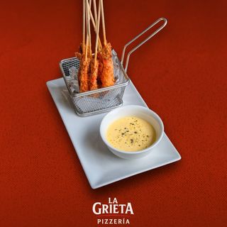 Brochetas de Langostino con Mayonesa de Mango (6 ud.)