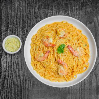 Pasta gambas cajun à la crème.