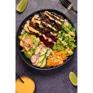 Tofu and mushroom poke bowl
