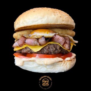 Hamburger di asina El Chapo con patatine, salsa e bevanda omaggio