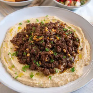 Hummus Bil Lahme + pan libanés