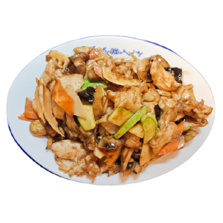 26. Пилешко с бамбук,черни гъби и зеленчуци