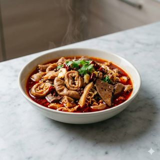 Interiori di maiale con le spezie piccante