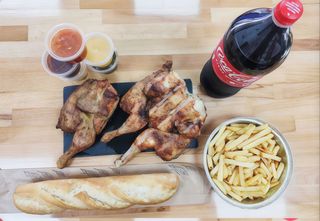 Menú de pollo + medio pollo
