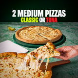 2 pizzas médiums à 29.9dt