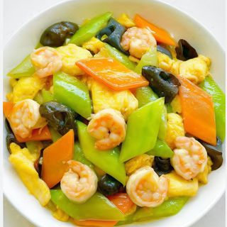 gambas con salsa curry
