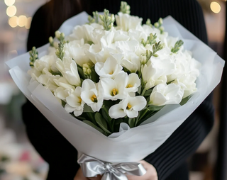 Buchet 25 frezii albe
