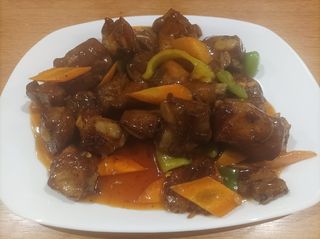 75. Свински ребърца със сладко-кисел сос (600гр)