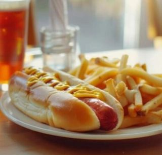 Cachorro com Batatas e Bebida
