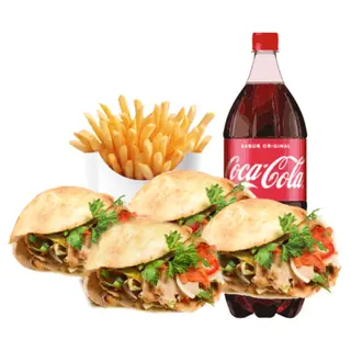 Menu 4 pita , Patats y Bebida 2L
