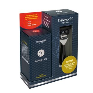 ჰერბაცინ კამუფლაჟი - სასაჩუქრე ნაკრები სწრაფად პარსვის კრემი + საპარსი მოწყობილობა