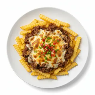 Patatas Fritas Con Carne Gratinada