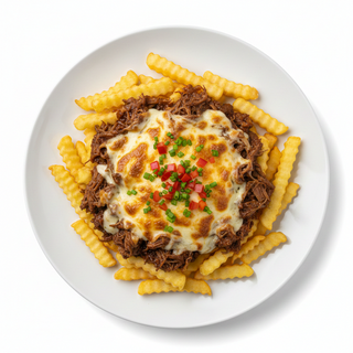 Patatas Fritas Con Carne Gratinada