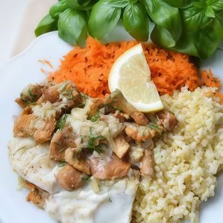 Dorsz z sosem kurkowo - śmietanowym