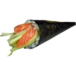 96. Temaki Salmó I Alvocat Amb Cogombre I Enciam Amb Salsa Anguila I Ceba Fregida (1 Ud.)