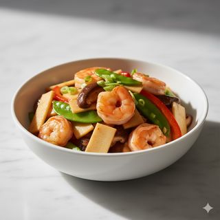 Gambas Con Bambú Y Setas O Verduras