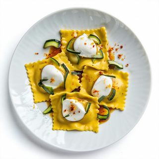 ravioli di bufala zucchine e zafferano