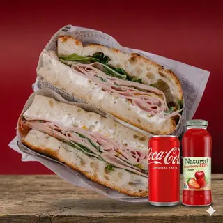 Mortadella focaccia x2 + 2 gratis pića