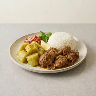 Chicken with Matooke And Rice