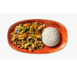 4-Wok-fried chicken with mushrooms 