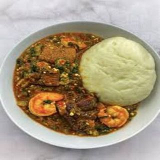 Okro soup + goat meat